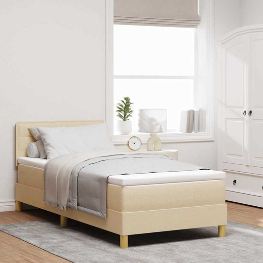 vidaXL Κρεβάτι με ελατήρια με μαξιλάρι Κρεμ 100 x 200 cm ύφασμα