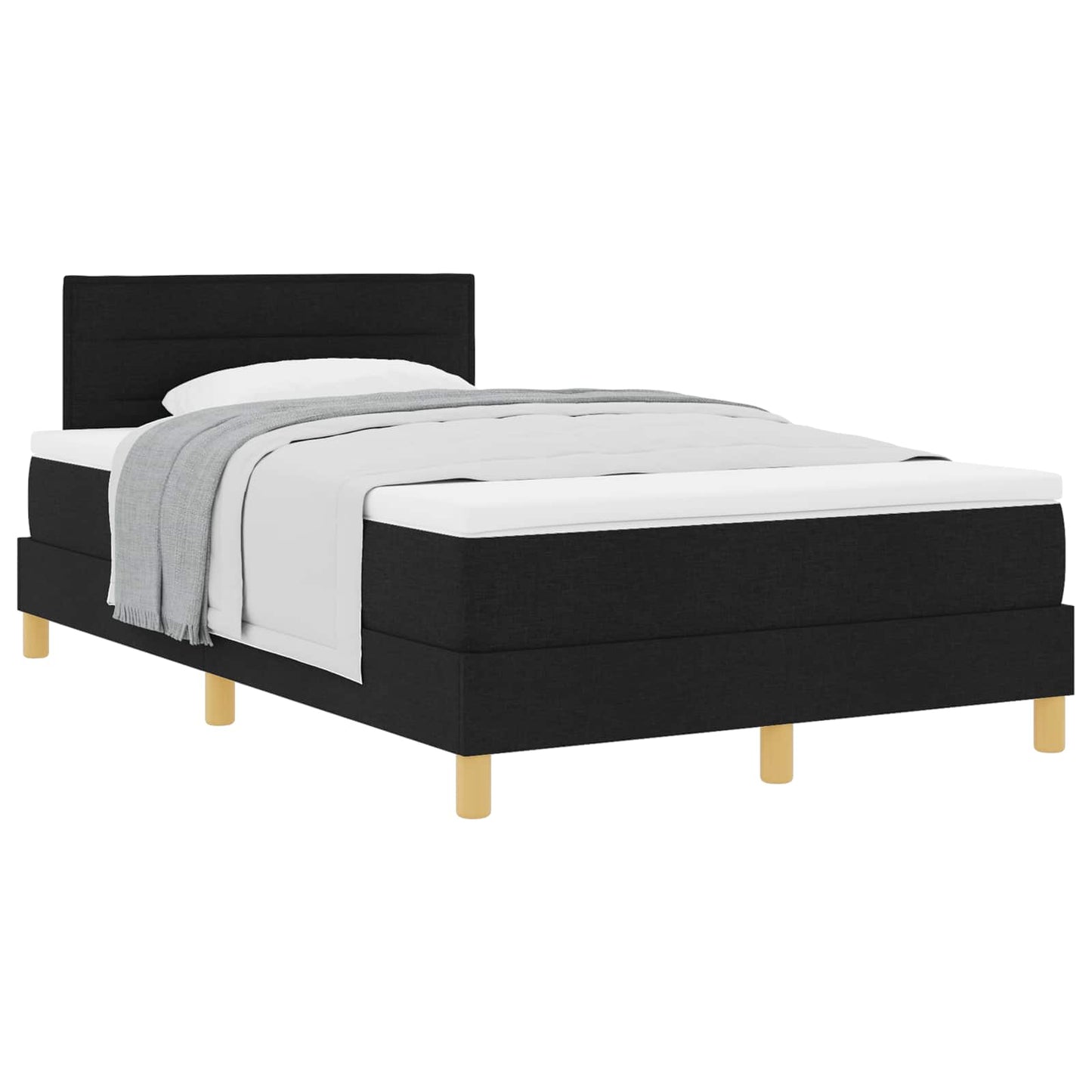 vidaXL Κρεβάτι με ελατήρια με μαξιλάρι Μαύρο 120 x 190 cm ύφασμα