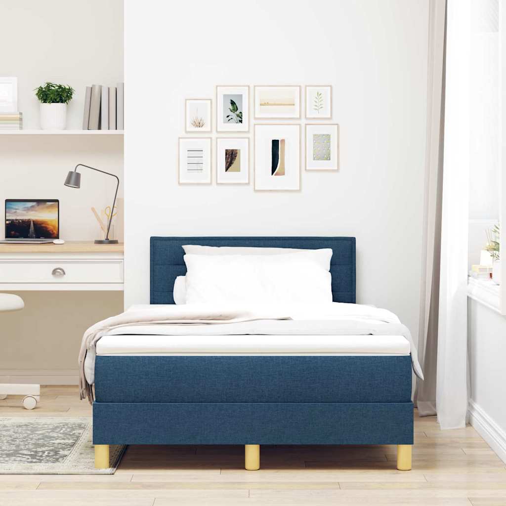 vidaXL Κρεβάτι με ελατήρια με μαξιλάρι Μπλε 120 x 190 cm ύφασμα