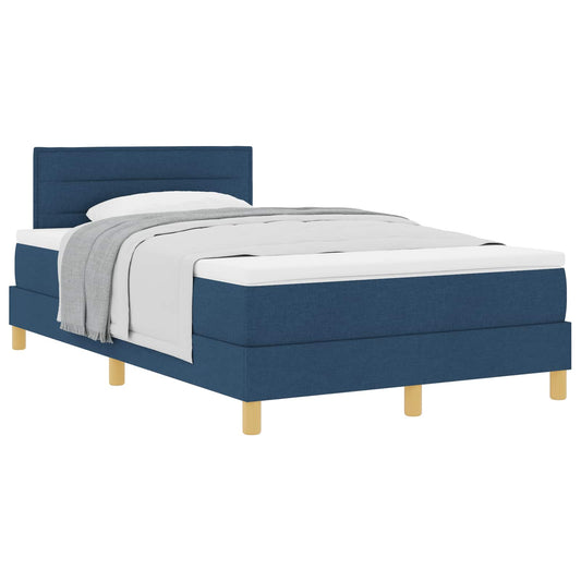 vidaXL Κρεβάτι με ελατήρια με μαξιλάρι Μπλε 120 x 190 cm ύφασμα