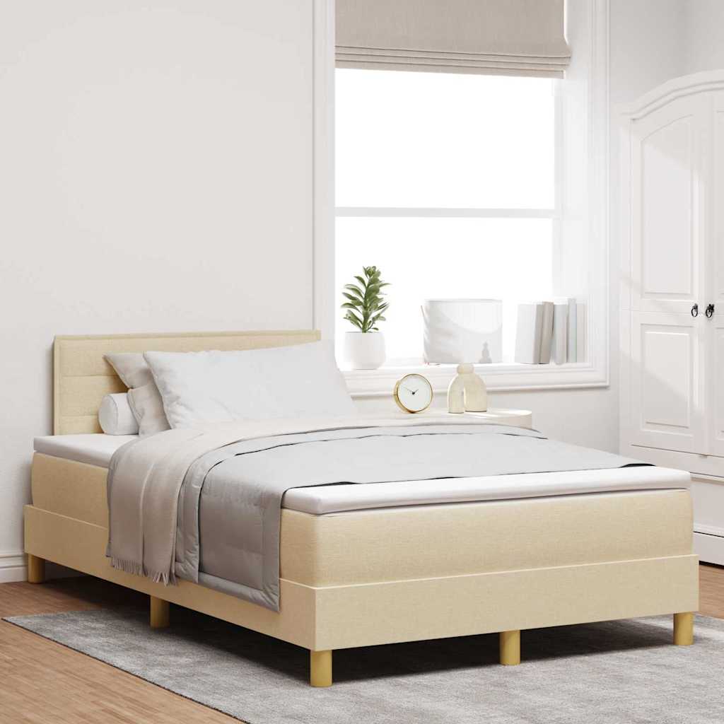 vidaXL Κρεβάτι με ελατήρια με μαξιλάρι Κρεμ 120 x 200 cm ύφασμα