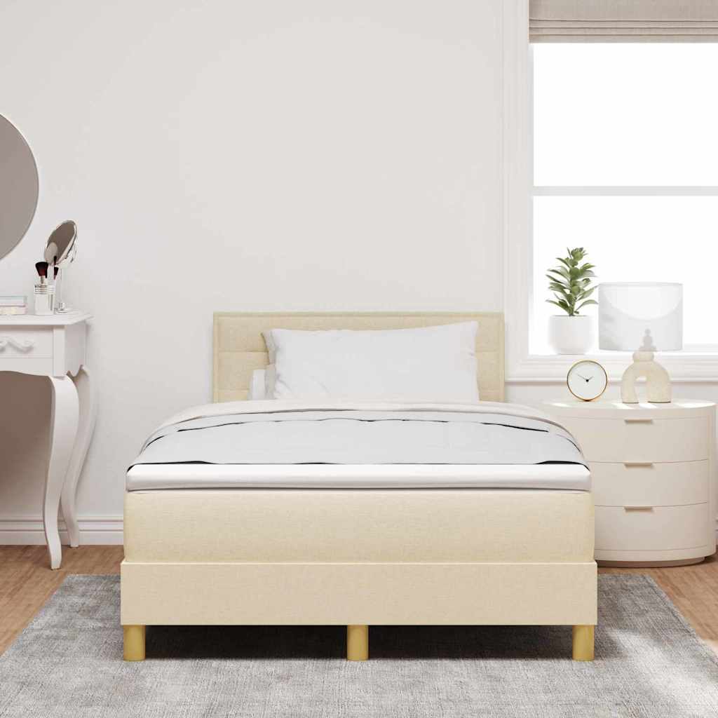 vidaXL Κρεβάτι με ελατήρια με μαξιλάρι Κρεμ 120 x 200 cm ύφασμα
