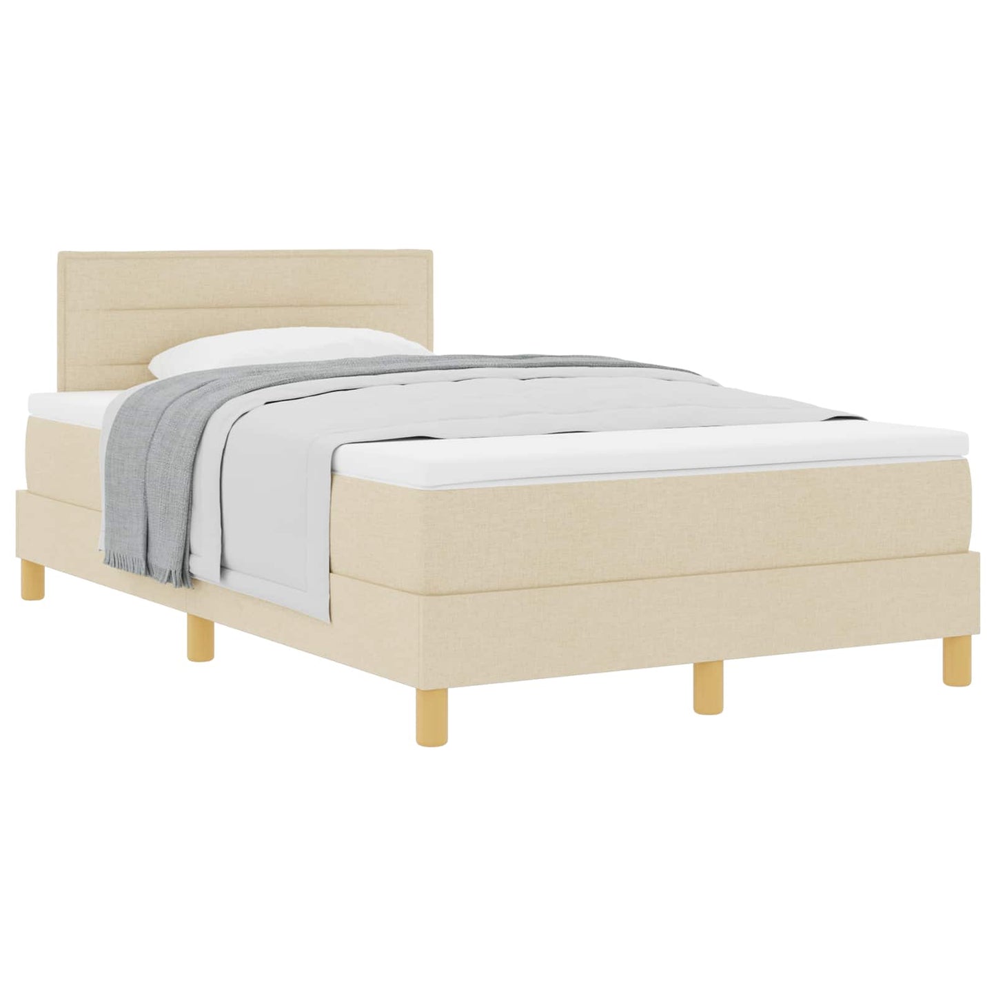 vidaXL Κρεβάτι με ελατήρια με μαξιλάρι Κρεμ 120 x 200 cm ύφασμα