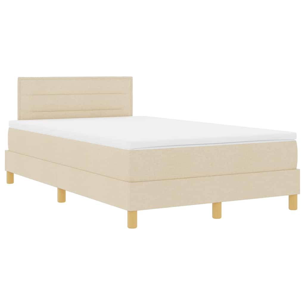 vidaXL Κρεβάτι με ελατήρια με μαξιλάρι Κρεμ 120 x 200 cm ύφασμα
