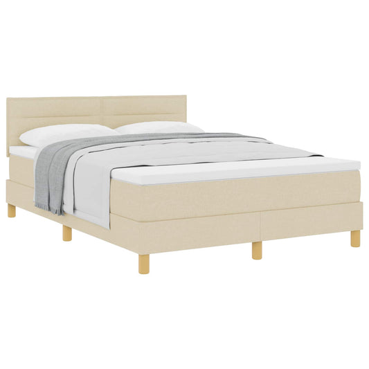 vidaXL Κρεβάτι με ελατήρια με μαξιλάρι Κρεμ 140 x 190 cm ύφασμα