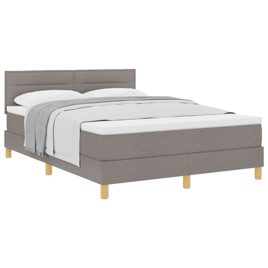vidaXL Κρεβάτι με ελατήρια με μαξιλάρι Taupe 140 x 200 cm ύφασμα