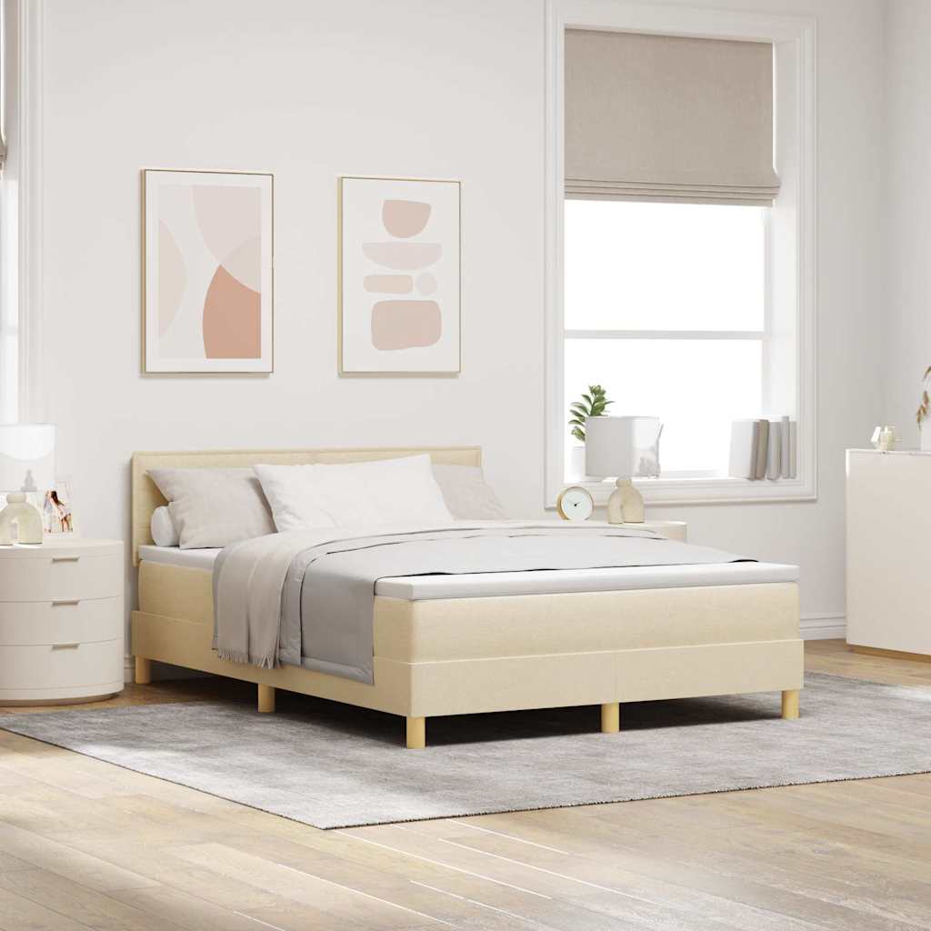 vidaXL Κρεβάτι με ελατήρια με μαξιλάρι Κρεμ 140 x 200 cm ύφασμα