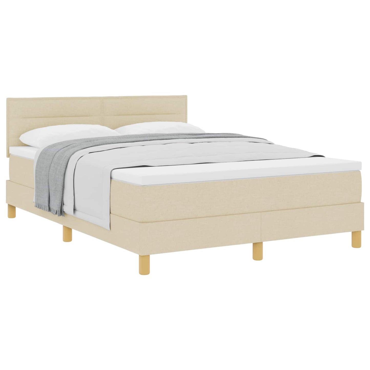 vidaXL Κρεβάτι με ελατήρια με μαξιλάρι Κρεμ 140 x 200 cm ύφασμα