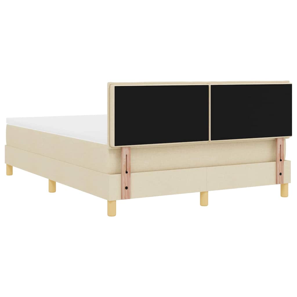 vidaXL Κρεβάτι με ελατήρια με μαξιλάρι Κρεμ 140 x 200 cm ύφασμα