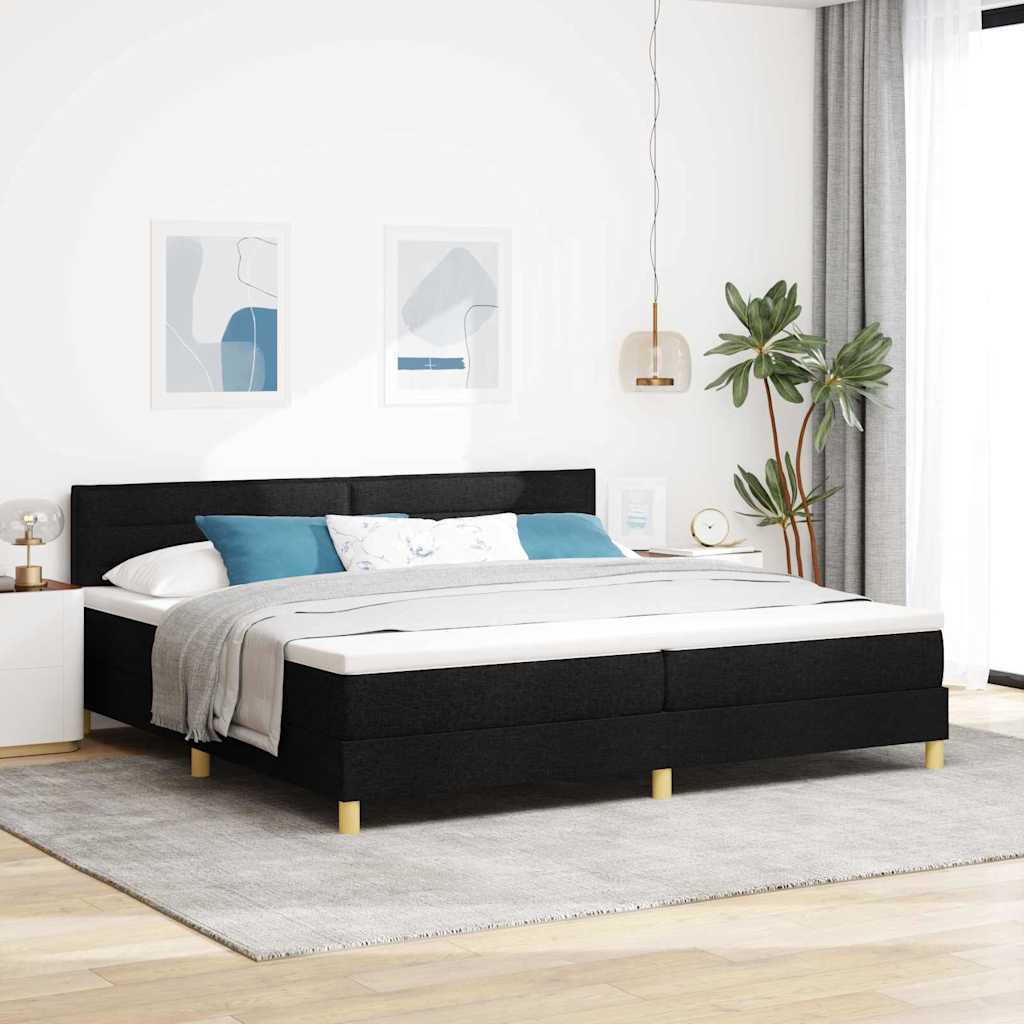 vidaXL Κρεβάτι με ελατήρια με μαξιλάρι Μαύρο 200 x 200 cm ύφασμα