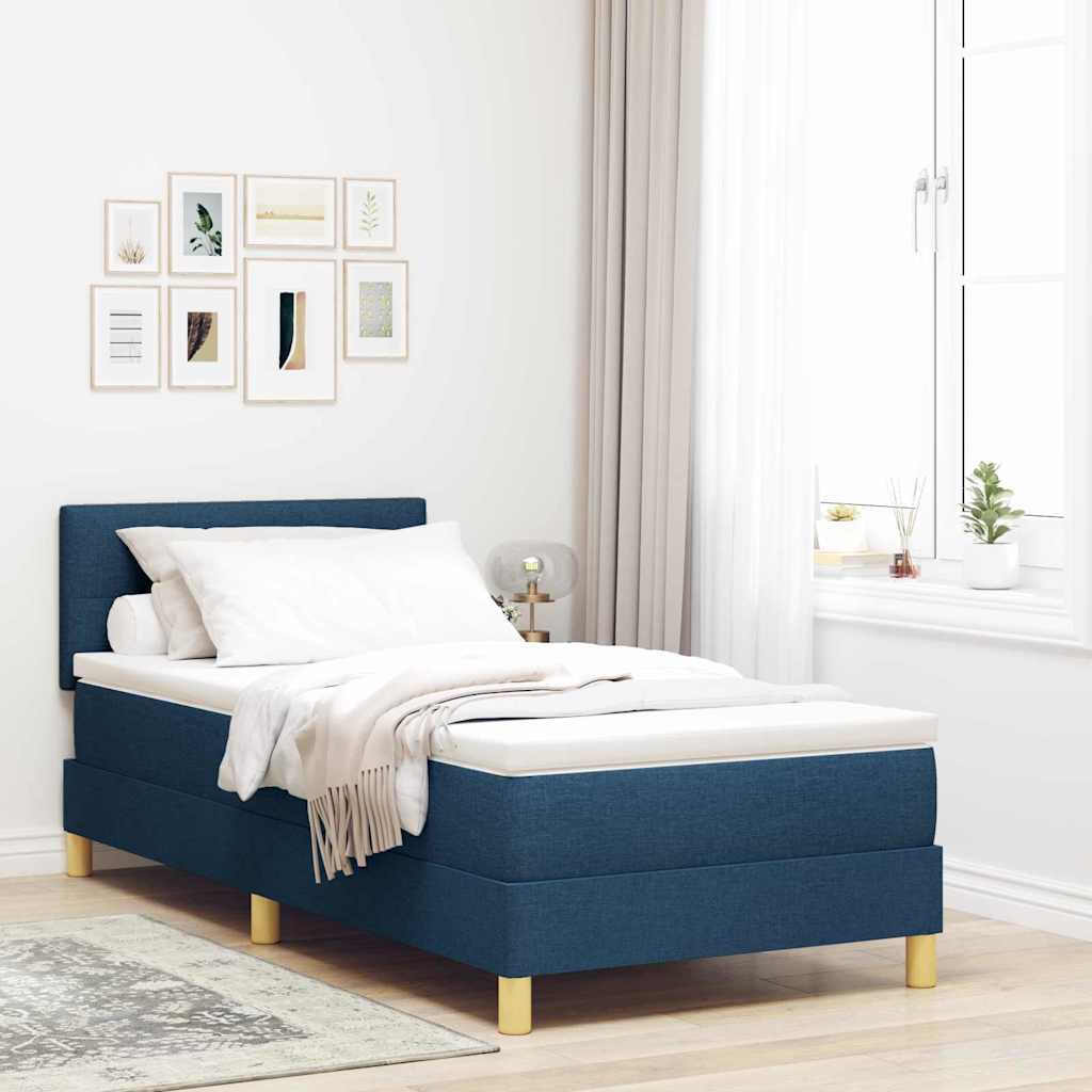 vidaXL Κρεβάτι με ελατήρια με μαξιλάρι Μπλε 80 x 200 cm ύφασμα