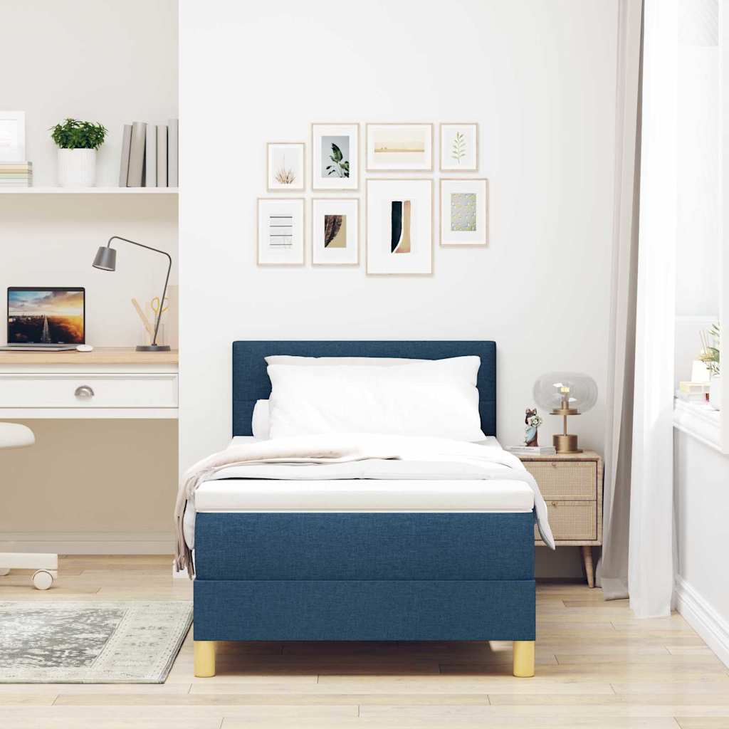 vidaXL Κρεβάτι με ελατήρια με μαξιλάρι Μπλε 80 x 200 cm ύφασμα