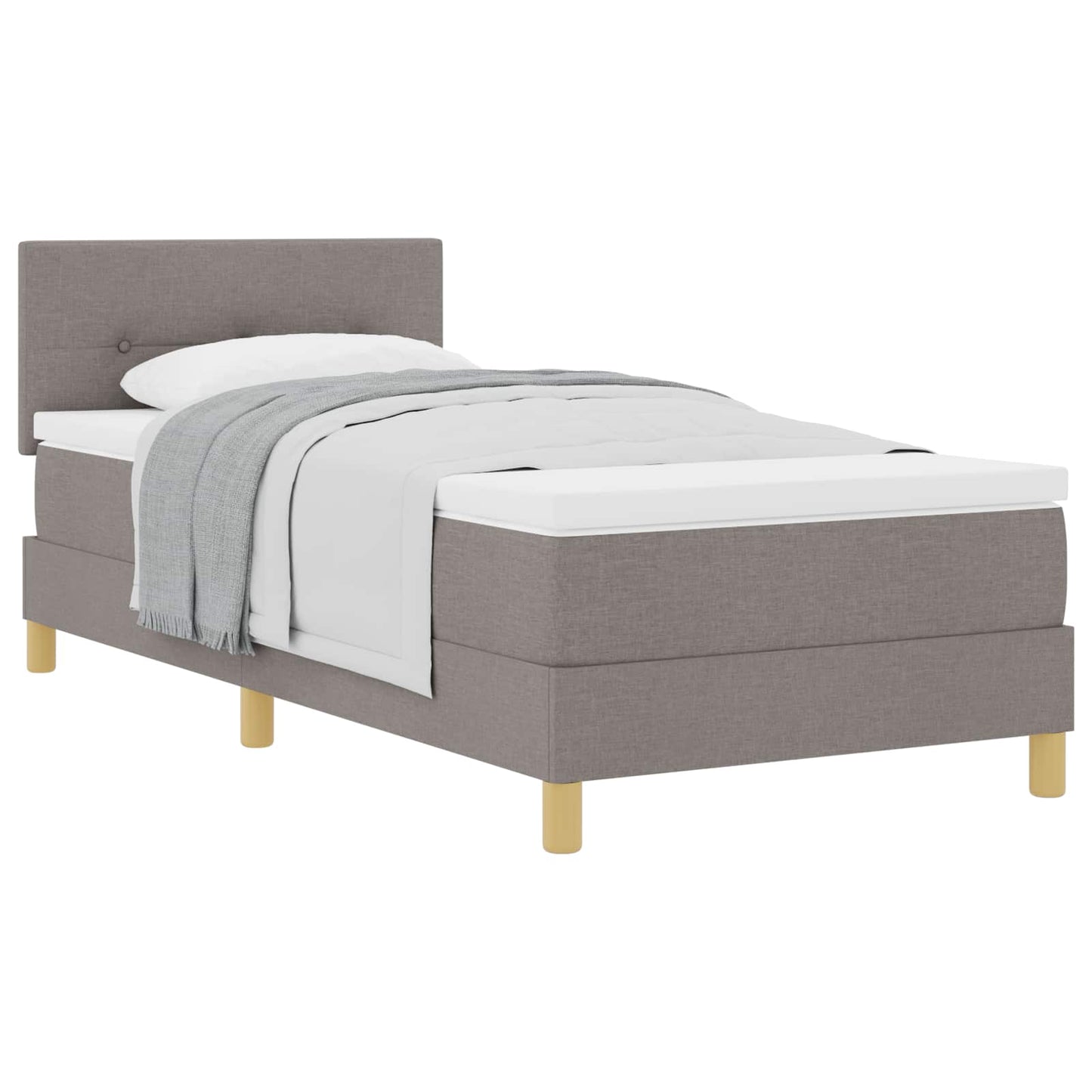 vidaXL Κρεβάτι με ελατήρια με μαξιλάρι Taupe 90 x 190 cm ύφασμα