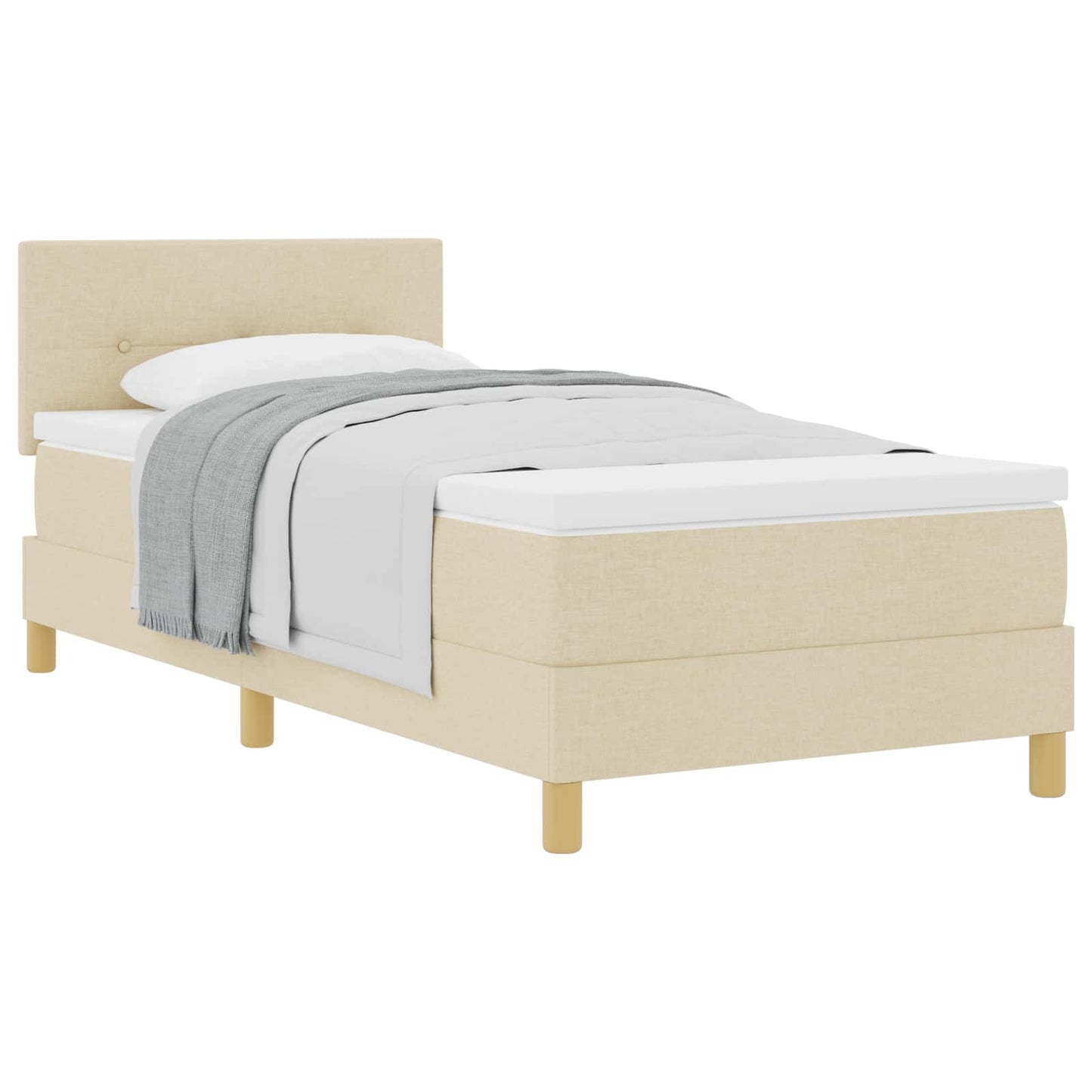 vidaXL Κρεβάτι με ελατήρια με μαξιλάρι Κρεμ 90 x 190 cm ύφασμα