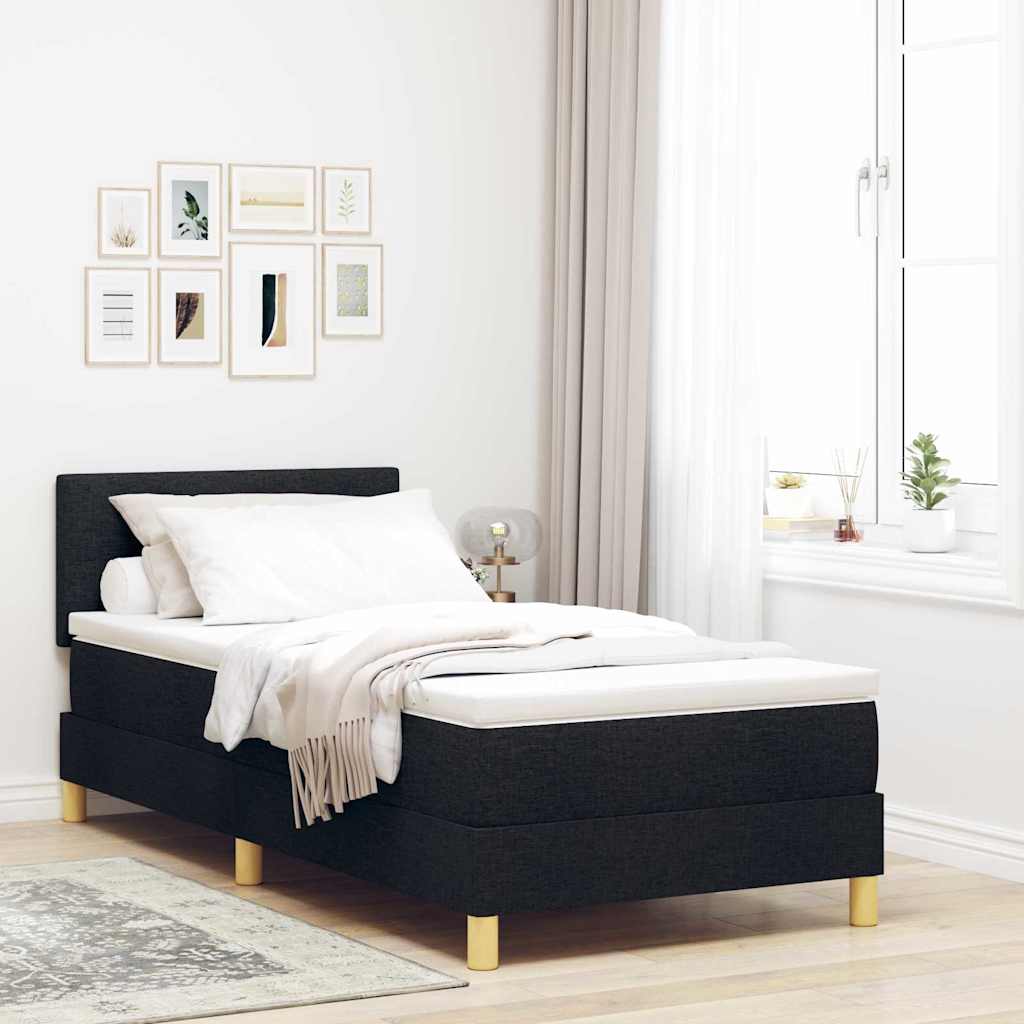 vidaXL Κρεβάτι με Σκελετό με Μαξιλάρι Μαύρο 90x200 cm Ύφασμα