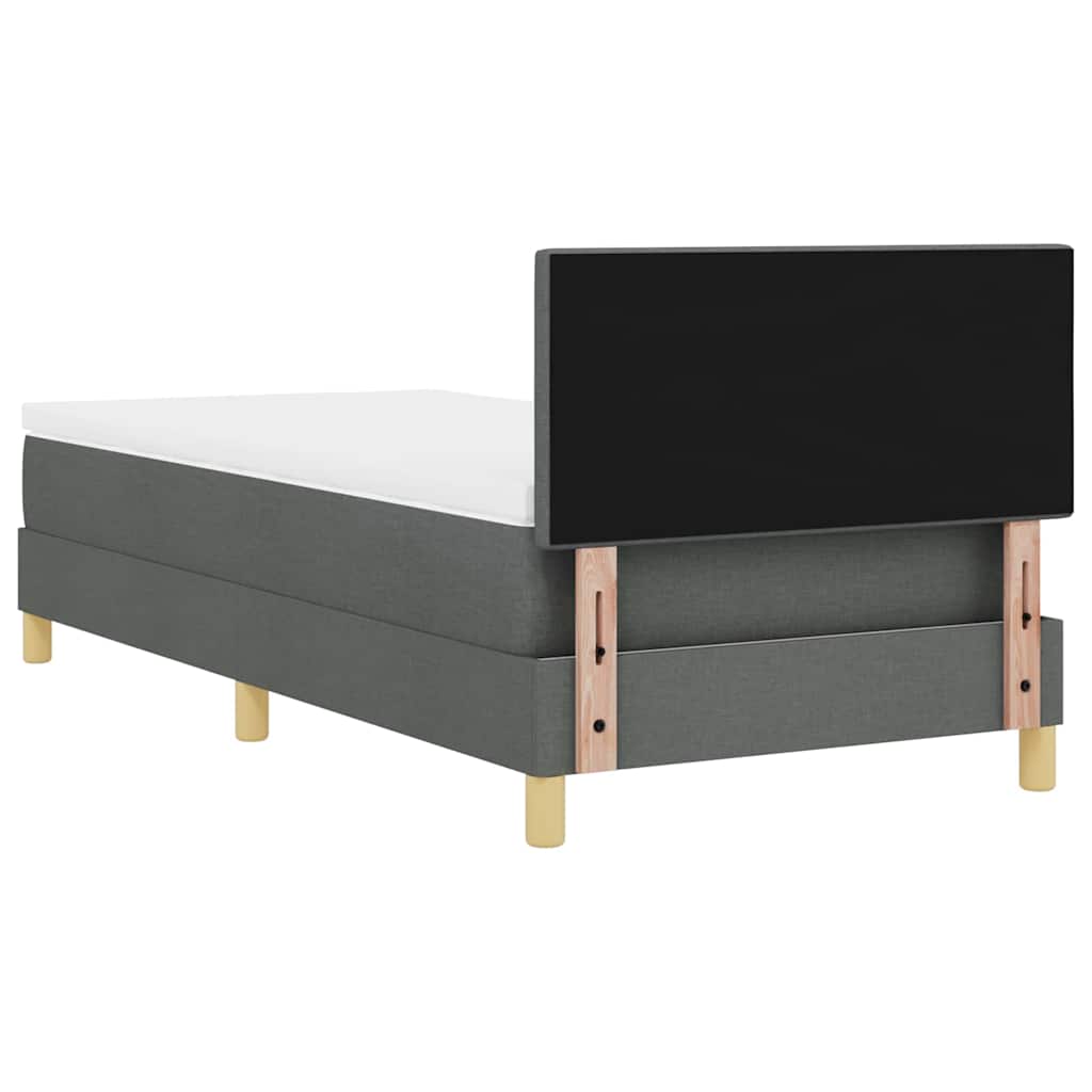 vidaXL Κρεβάτι με ελατήρια με μαξιλάρι Σκούρο Γκρι 100 x 200 cm ύφασμα