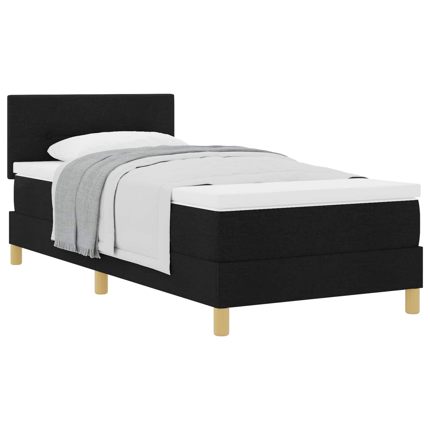 vidaXL Κρεβάτι με ελατήρια με μαξιλάρι Μαύρο 100 x 200 cm ύφασμα
