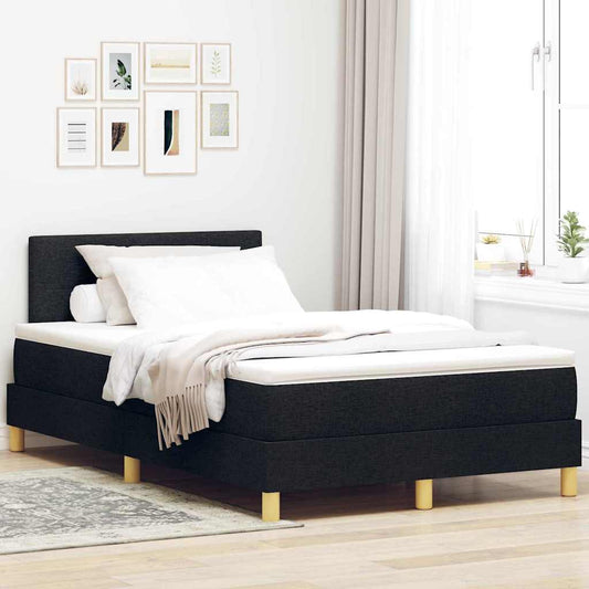 vidaXL Κρεβάτι με ελατήρια με μαξιλάρι Μαύρο 120 x 190 cm ύφασμα