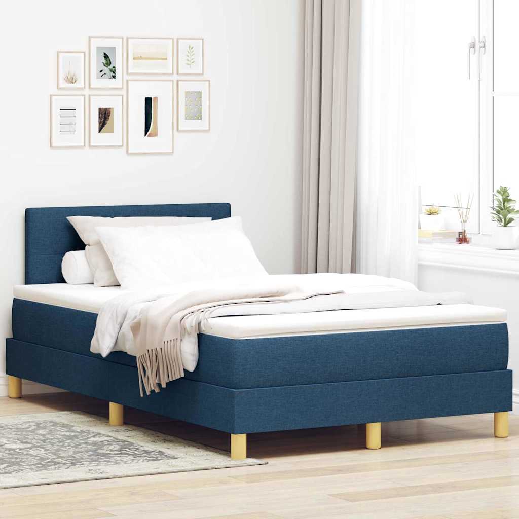 vidaXL Κρεβάτι με ελατήρια με μαξιλάρι Μπλε 120 x 200 cm ύφασμα