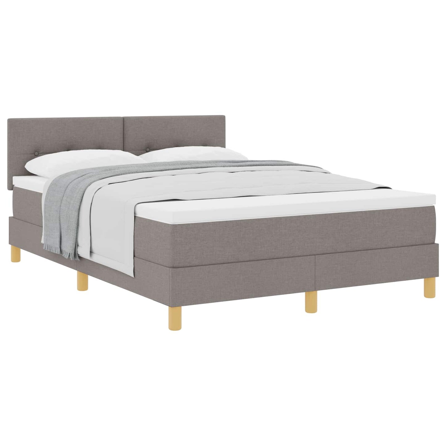vidaXL Κρεβάτι με ελατήρια με μαξιλάρι Taupe 140 x 190 cm ύφασμα