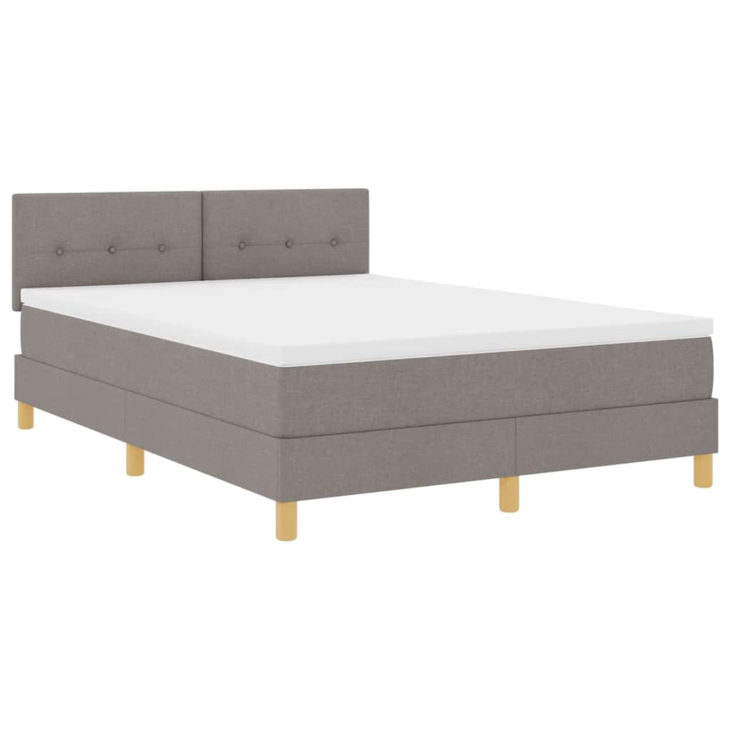 vidaXL Κρεβάτι με ελατήρια με μαξιλάρι Taupe 140 x 190 cm ύφασμα