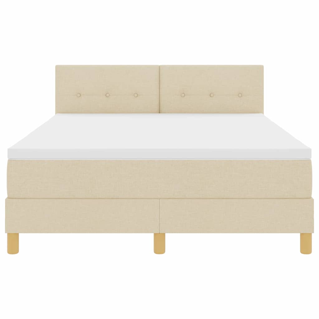 vidaXL Κρεβάτι με ελατήρια με στρώμα Κρεμ 140 x 190 cm ύφασμα
