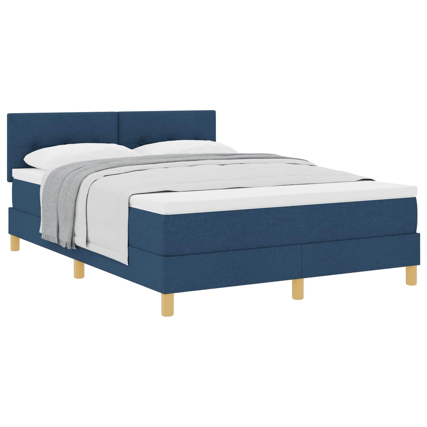 vidaXL Κρεβάτι με ελατήρια με μαξιλάρι Μπλε 140 x 200 cm ύφασμα