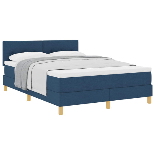 vidaXL Κρεβάτι με ελατήρια με μαξιλάρι Μπλε 140 x 200 cm ύφασμα