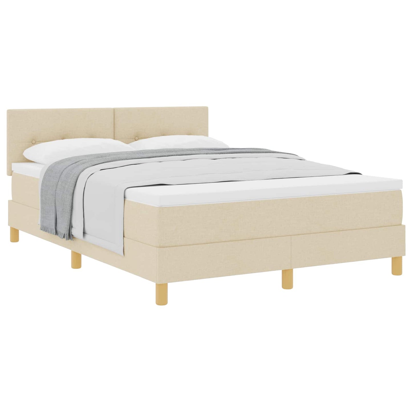 vidaXL Κρεβάτι με ελατήρια με μαξιλάρι Κρεμ 160 x 200 cm ύφασμα