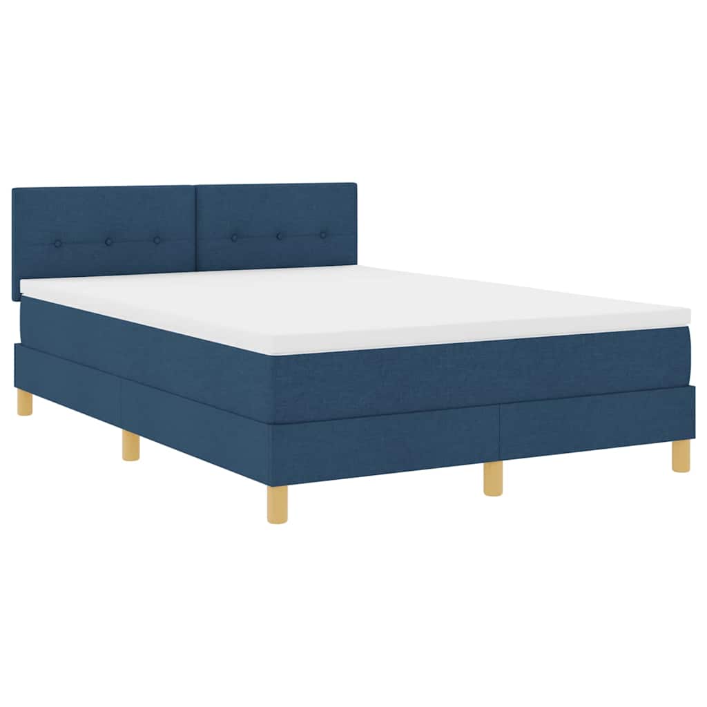 vidaXL Κρεβάτι με ελατήρια με μαξιλάρι Μπλε 160 x 200 cm ύφασμα