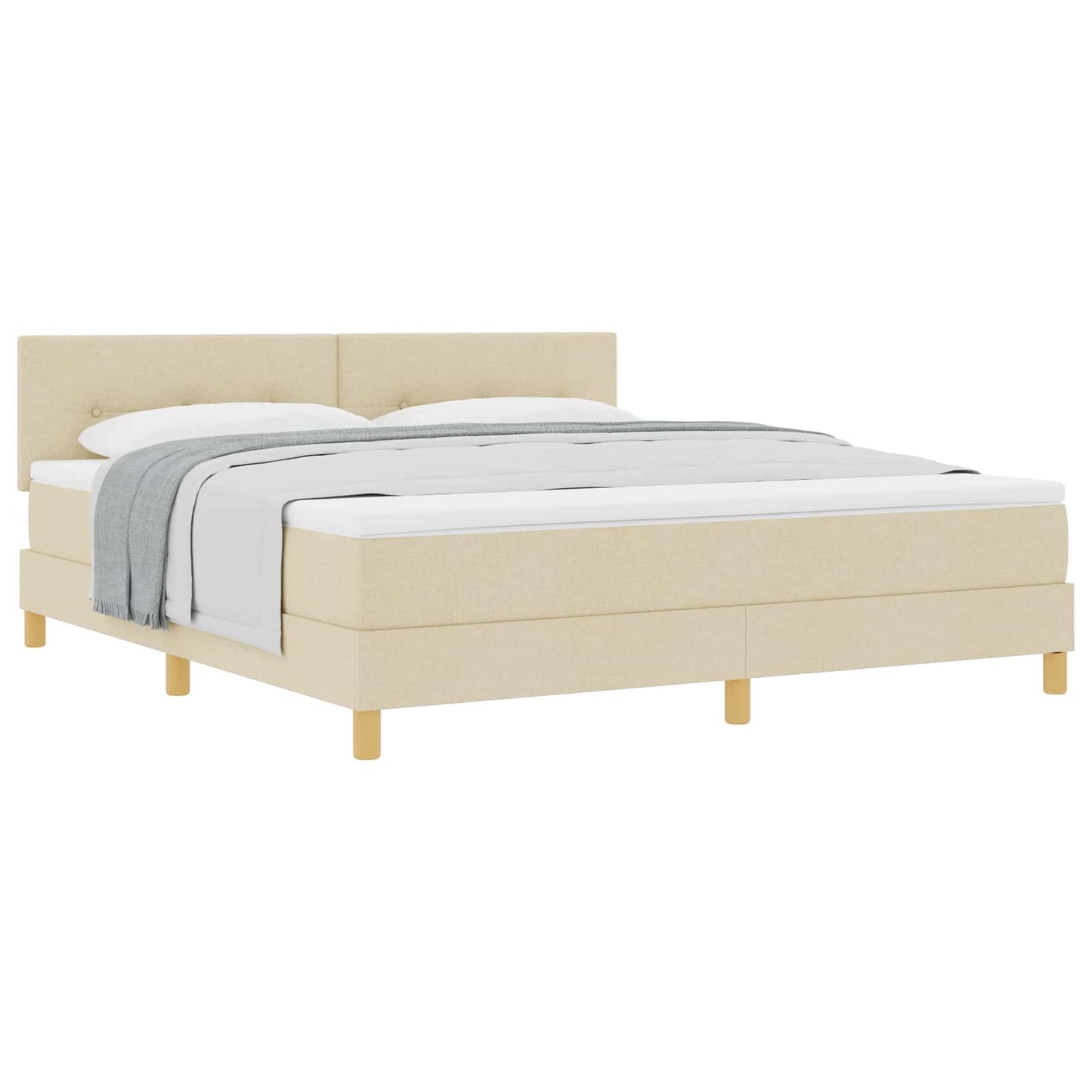 vidaXL Κρεβάτι με ελατήρια με μαξιλάρι Κρεμ 180 x 200 cm ύφασμα