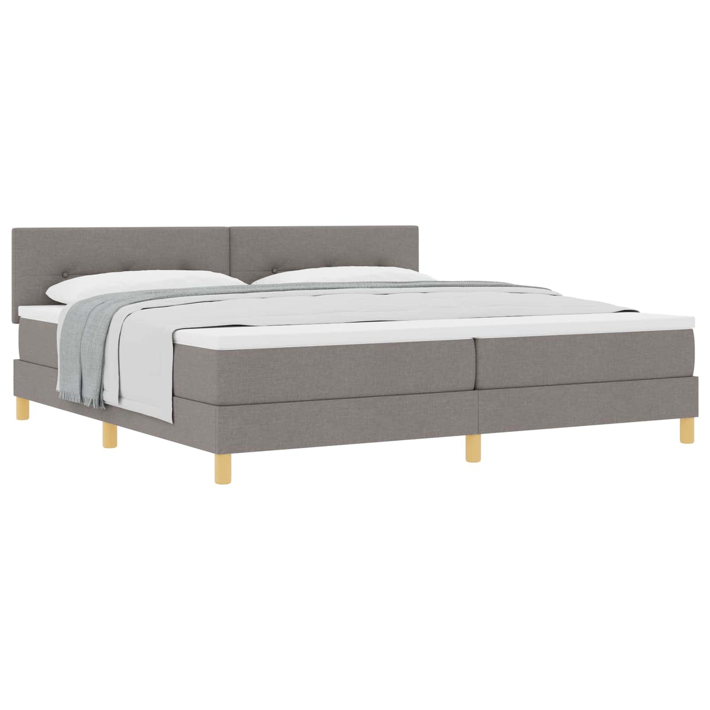 vidaXL Κρεβάτι με ελατήρια με μαξιλάρι Taupe 200 x 200 cm ύφασμα