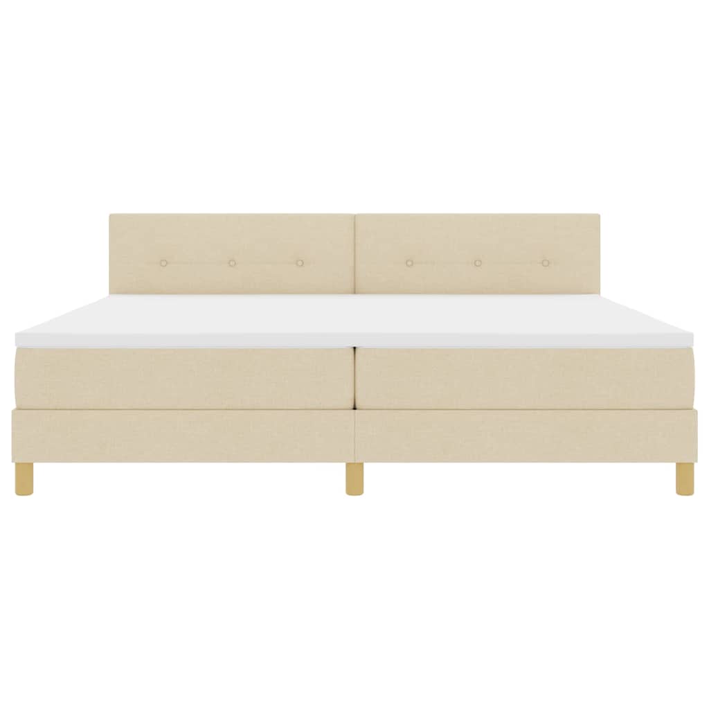 vidaXL Κρεβάτι με ελατήρια με μαξιλάρι Κρεμ 200 x 200 cm ύφασμα