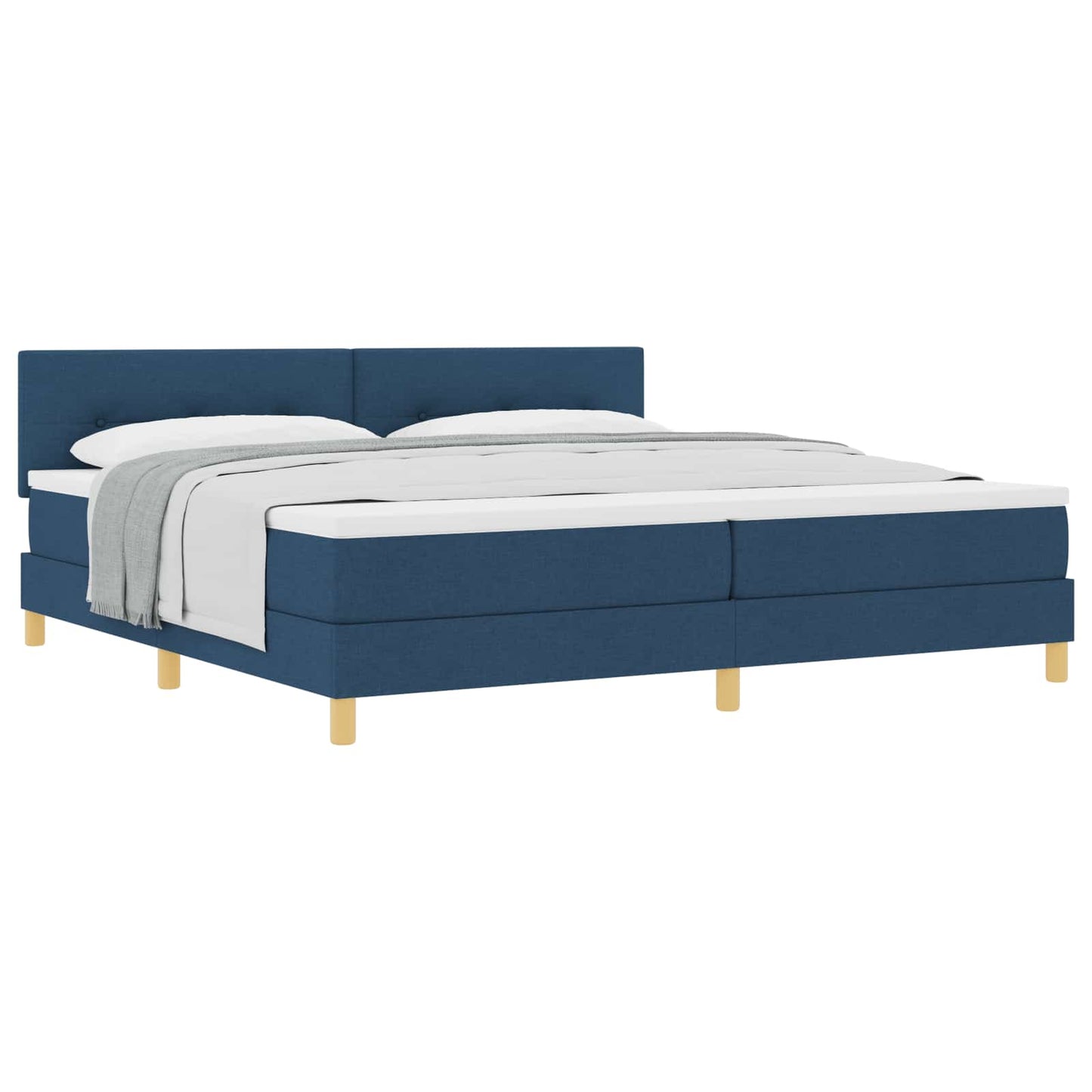 vidaXL Κρεβάτι με ελατήρια με μαξιλάρι Μπλε 200 x 200 cm ύφασμα