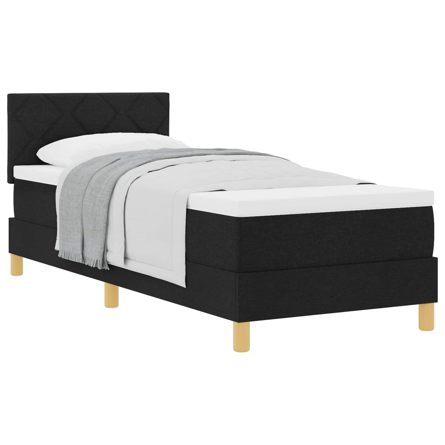 vidaXL Κρεβάτι με ελατήρια με μαξιλάρι Μαύρο 80 x 200 cm ύφασμα