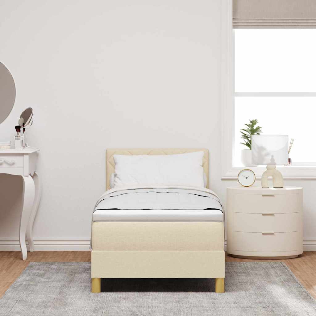 vidaXL Κρεβάτι με ελατήρια με μαξιλάρι Κρεμ 80 x 200 cm ύφασμα
