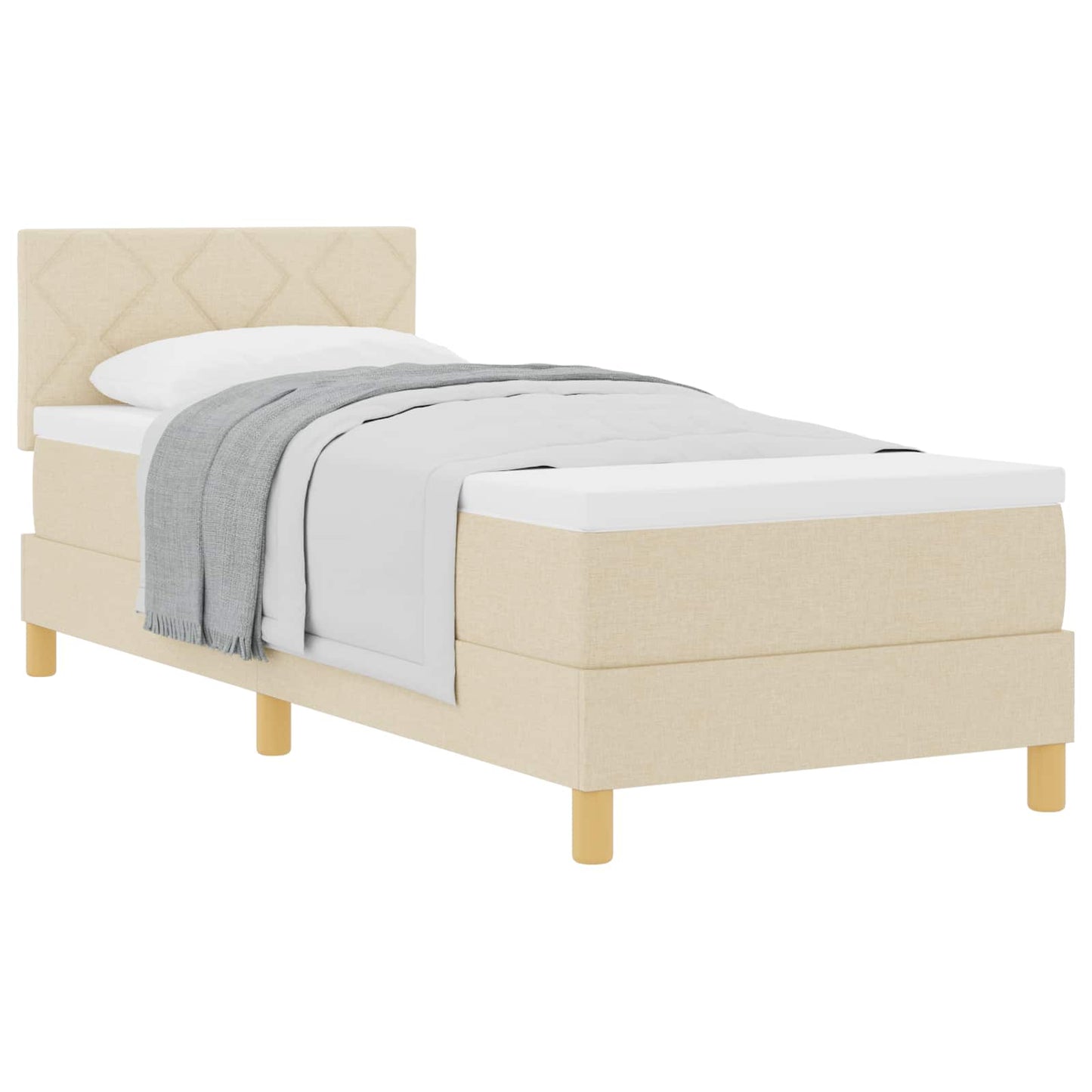 vidaXL Κρεβάτι με ελατήρια με μαξιλάρι Κρεμ 80 x 200 cm ύφασμα