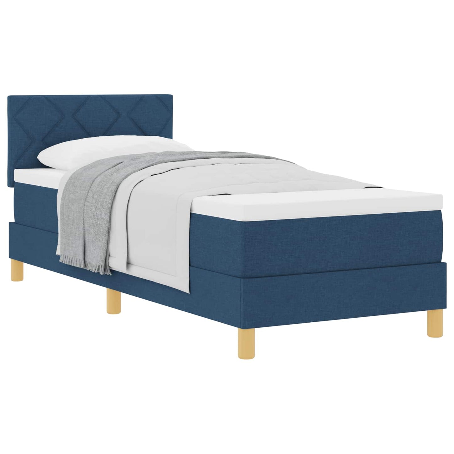 vidaXL Κρεβάτι με ελατήρια με μαξιλάρι Μπλε 80 x 200 cm ύφασμα