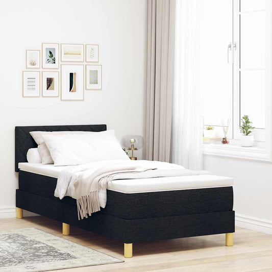 vidaXL Κρεβάτι με ελατήρια με μαξιλάρι Μαύρο 90 x 190 cm ύφασμα