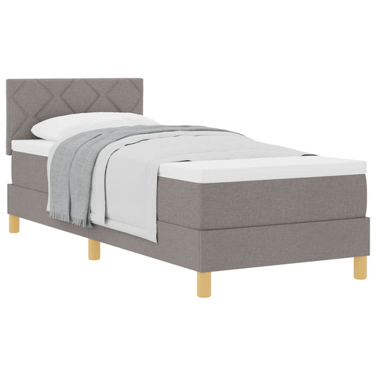 vidaXL Κρεβάτι με ελατήρια με μαξιλάρι Taupe 90 x 190 cm ύφασμα