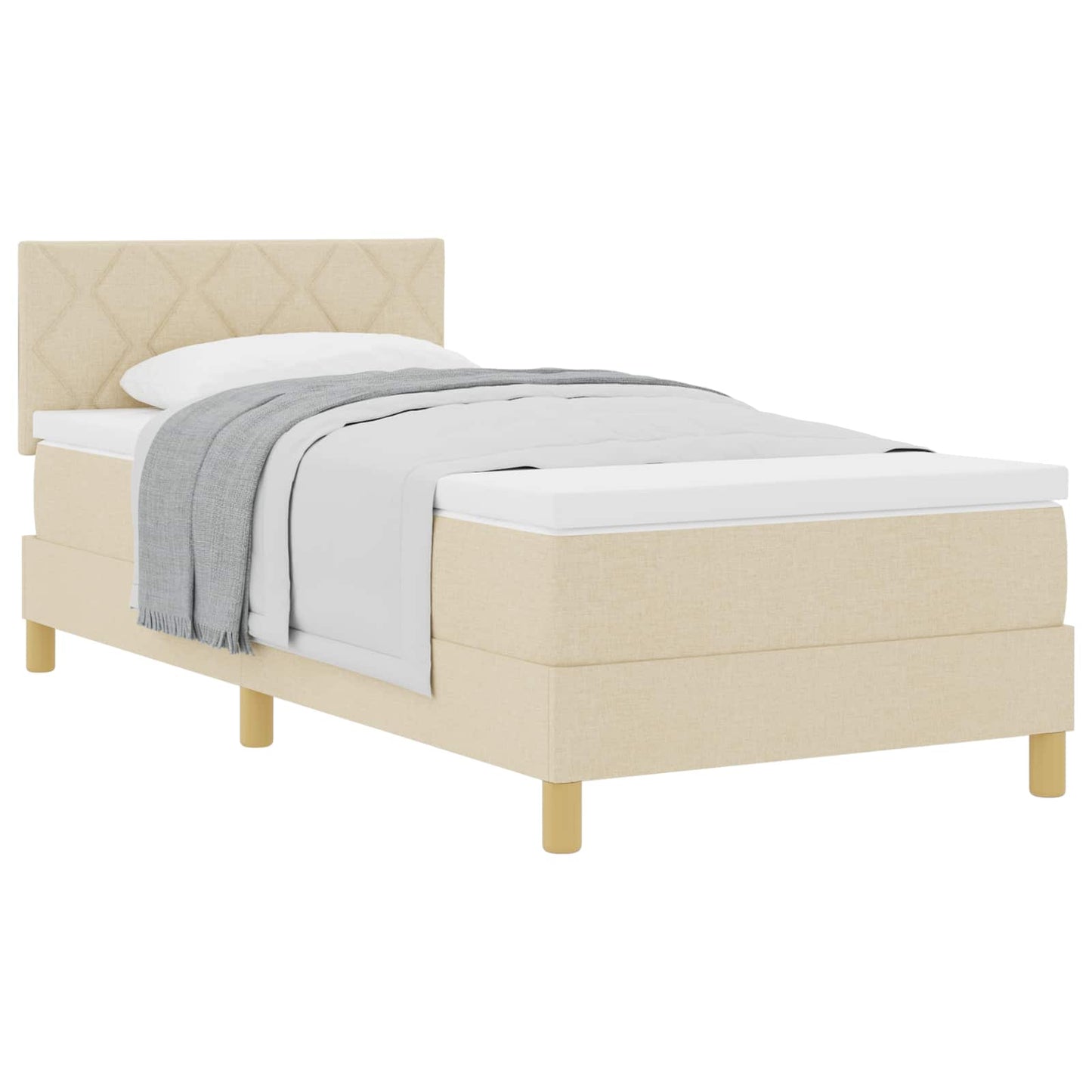 vidaXL Κρεβάτι με ελατήρια με μαξιλάρι Κρεμ 90 x 190 cm ύφασμα