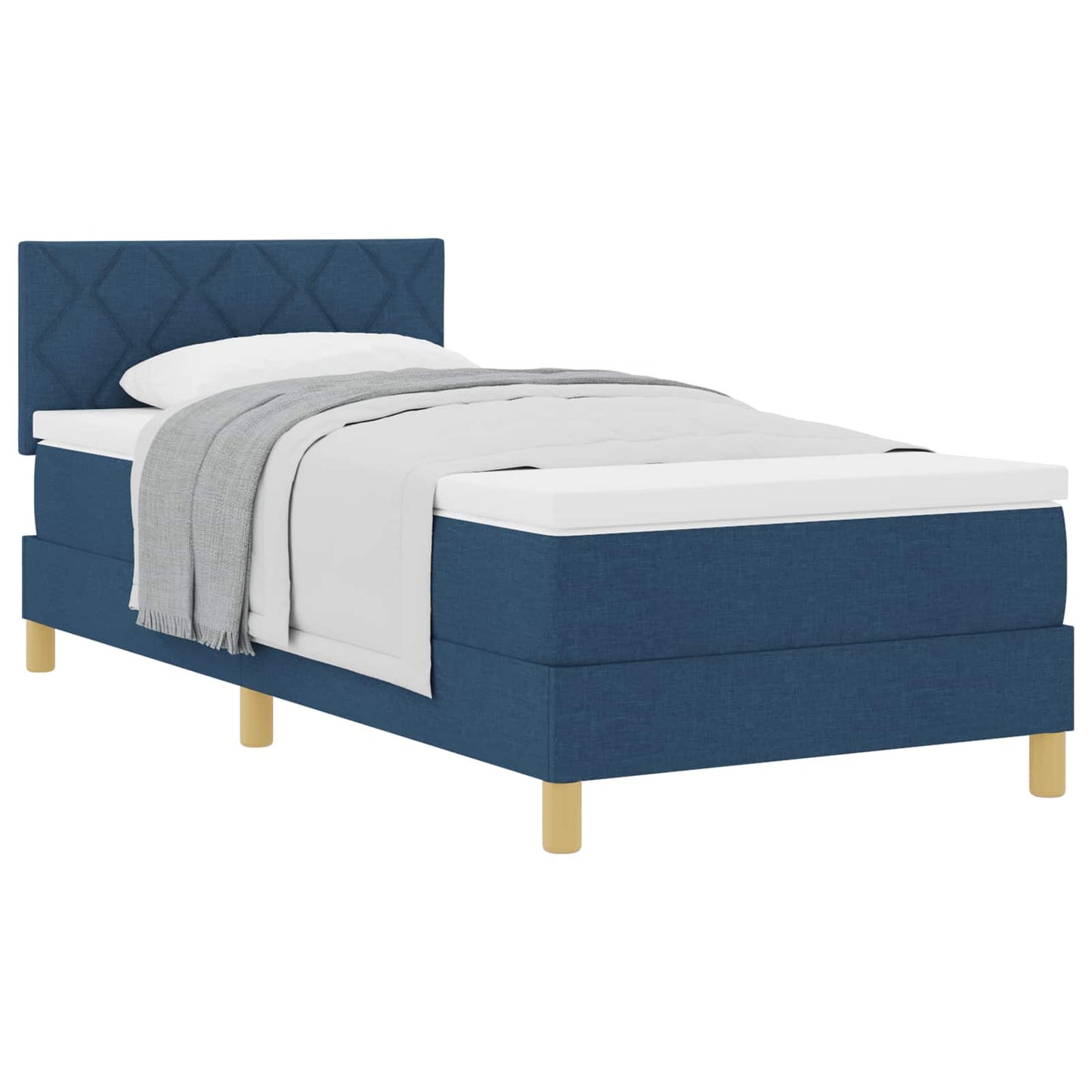 vidaXL Κρεβάτι με ελατήρια με μαξιλάρι Μπλε 90 x 190 cm ύφασμα