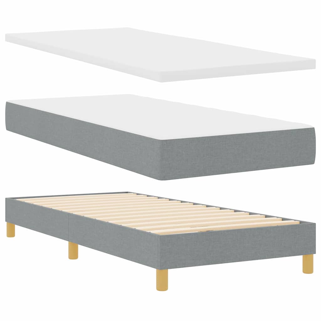 vidaXL Κρεβάτι box spring με στρώμα Ανοιχτό γκρι 90 x 200 cm ύφασμα
