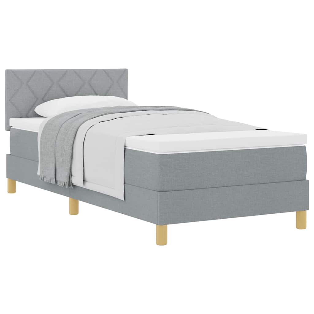 vidaXL Κρεβάτι box spring με στρώμα Ανοιχτό γκρι 90 x 200 cm ύφασμα
