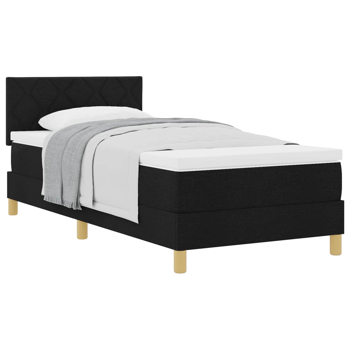 vidaXL Κρεβάτι με ελατήρια με μαξιλάρι Μαύρο 90 x 200 cm ύφασμα