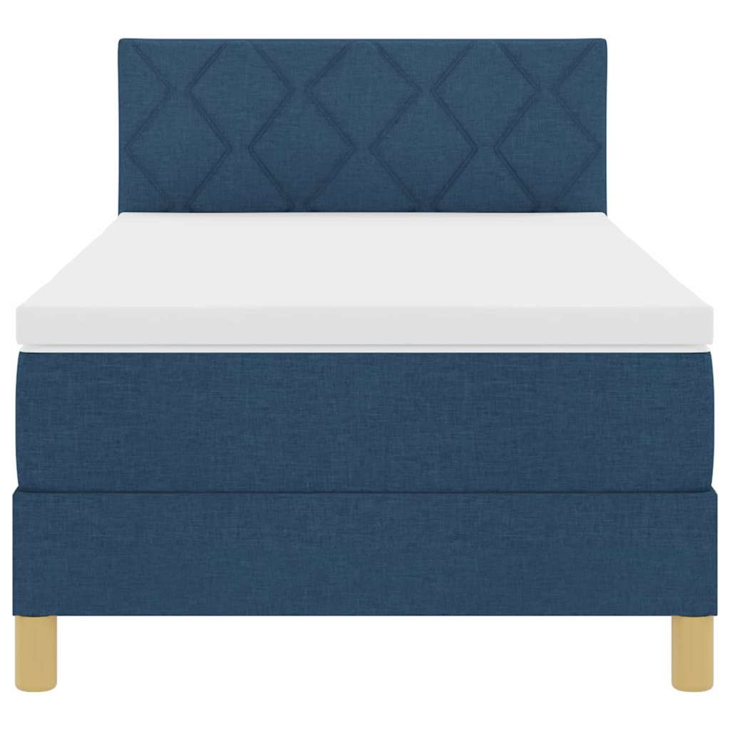 vidaXL Κρεβάτι με ελατήρια με μαξιλάρι Μπλε 90 x 200 cm ύφασμα