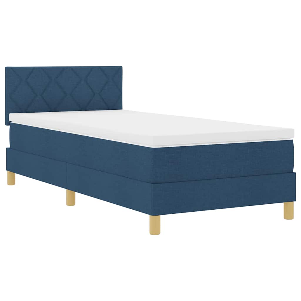 vidaXL Κρεβάτι με ελατήρια με μαξιλάρι Μπλε 100 x 200 cm ύφασμα