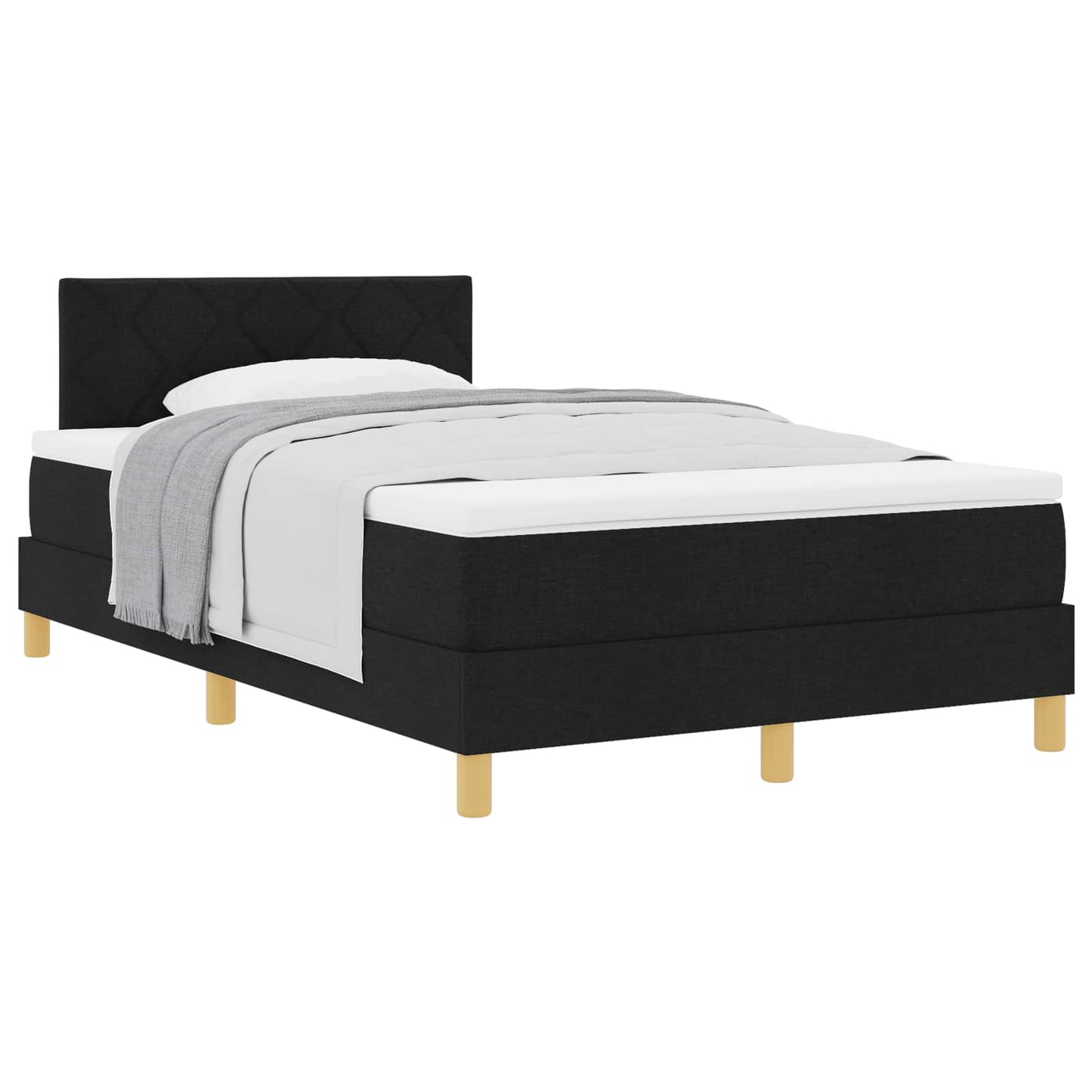 vidaXL Κρεβάτι με ελατήρια με μαξιλάρι Μαύρο 120 x 190 cm ύφασμα