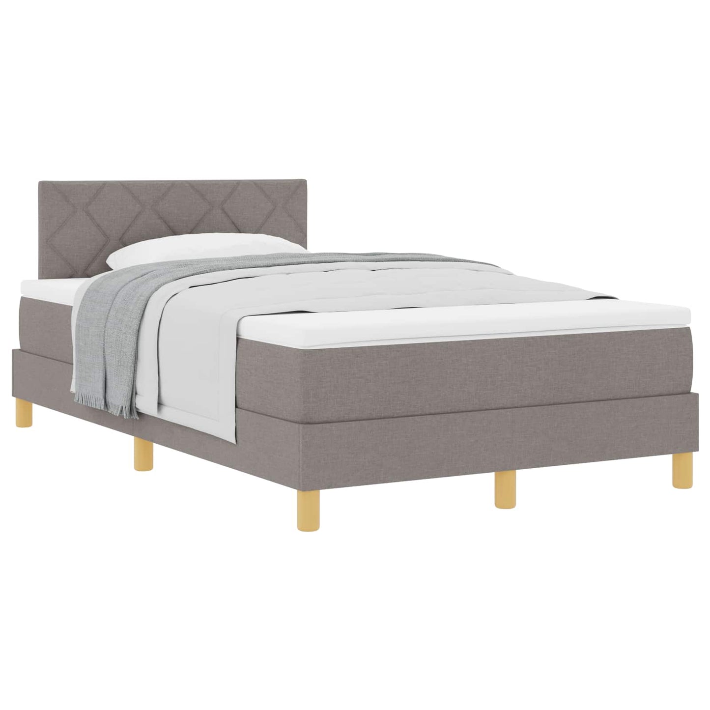 vidaXL Κρεβάτι με ελατήρια με μαξιλάρι Taupe 120 x 190 cm ύφασμα
