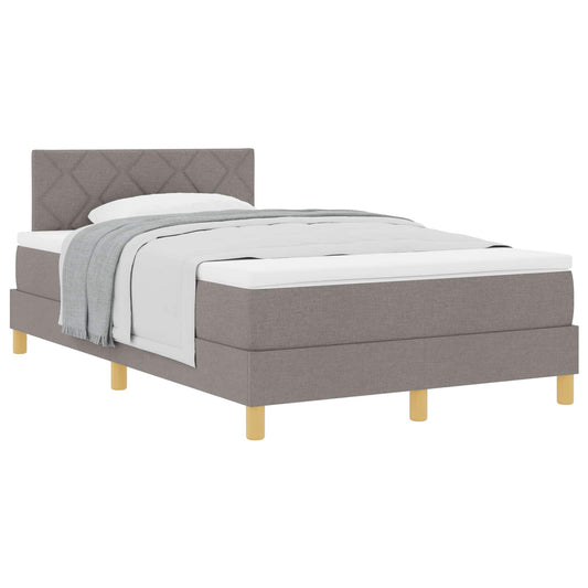 vidaXL Κρεβάτι με ελατήρια με μαξιλάρι Taupe 120 x 190 cm ύφασμα